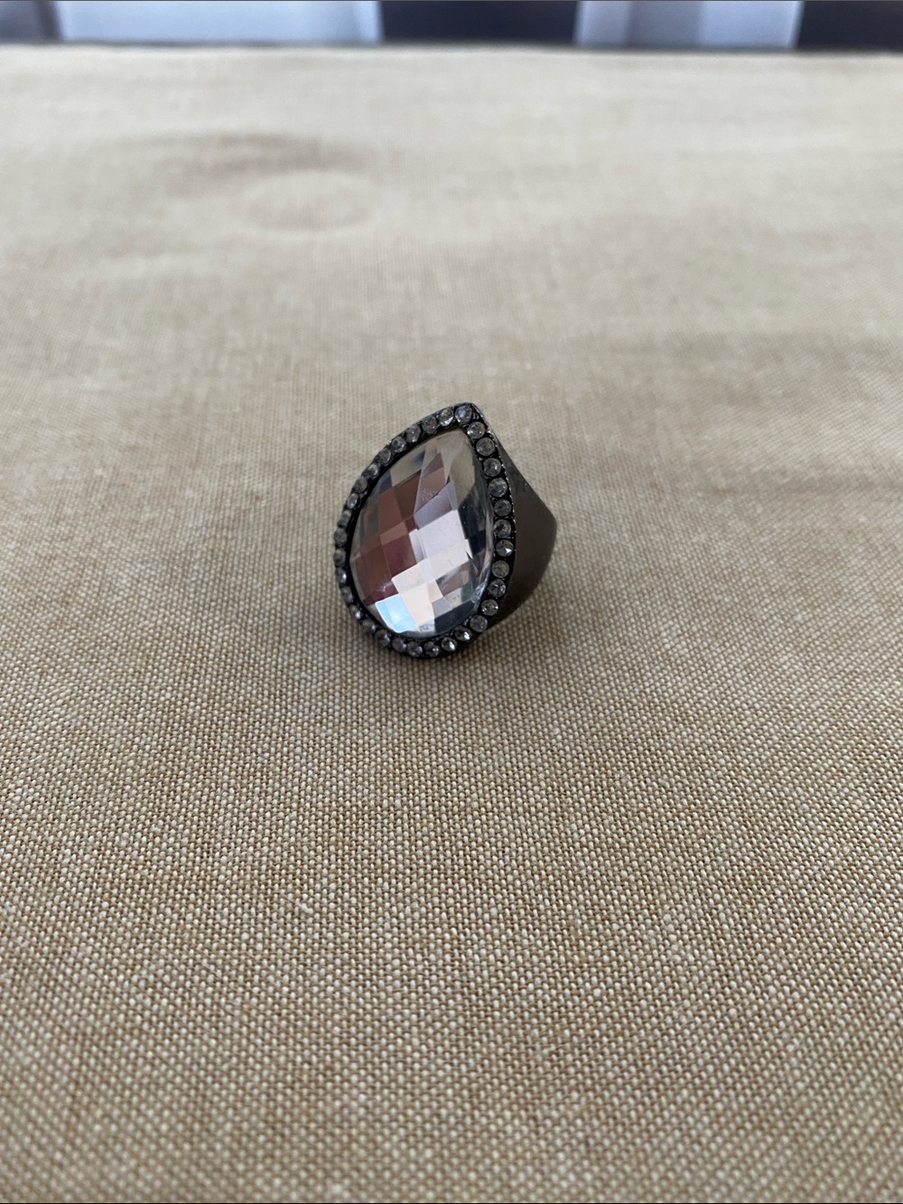 Crystal Teardrop Statement Ring - Clear Crystal